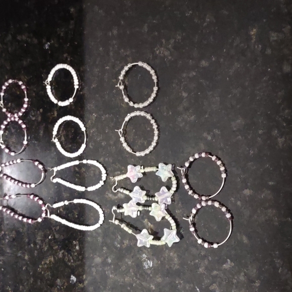 Earring Hoop's Silver Small/Medium 7Ct. White. Happy Wife Happy Life Collection - Picture 2 of 4